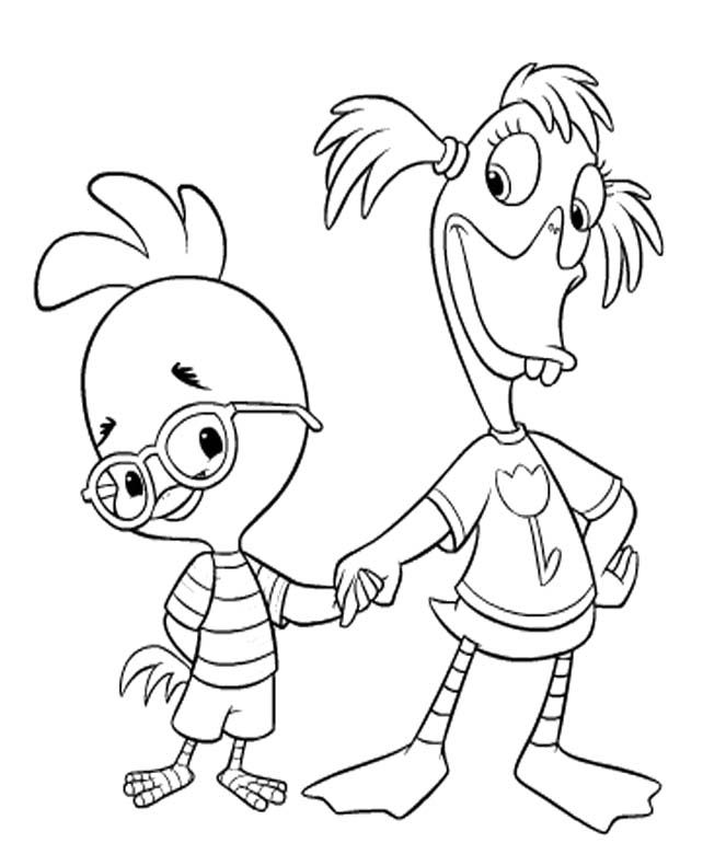 Chicken Little Holding Hands Coloring Pages - Chicken Little