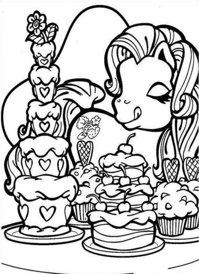 My Little Pony Loves Cupcake Coloring Page Coloringplus 175108