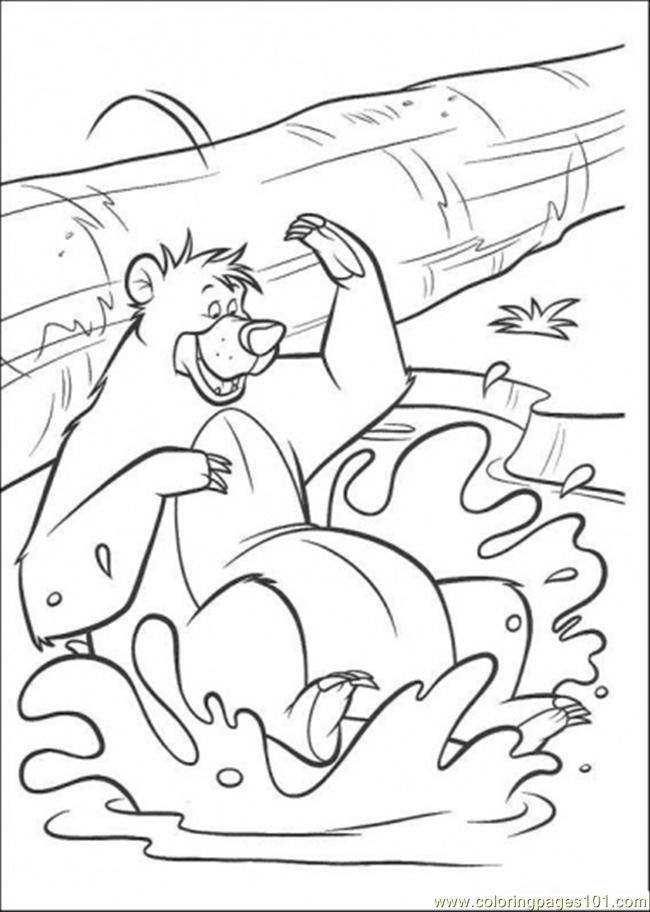 Coloring Pages Baloo Plays In The Water (Cartoons > The Jungle