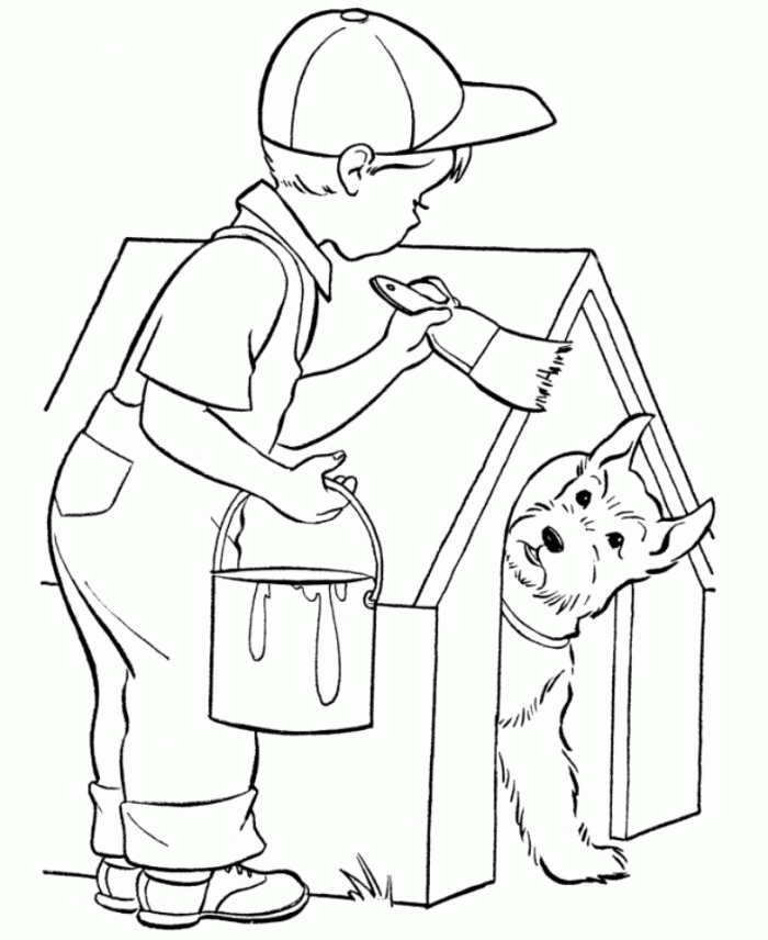 Painting Dog House Coloring Pages - Animal Coloring Pages of The