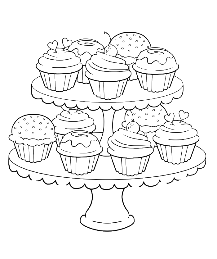 Birthday Cupcake Steady And Delicious Coloring Page - Birthday