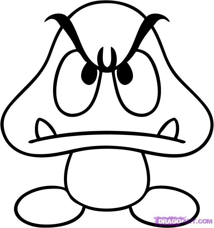 How to Draw a Goomba, Step by Step, Video Game Characters, Pop