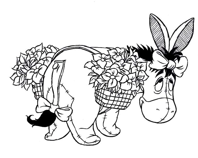 Disney Cartoon Eeyore with Flowers Coloring Pictures | Disney