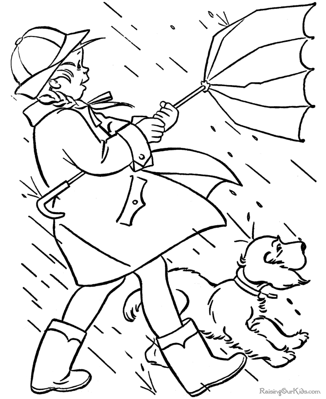 spring coloring pages kids rain falling page sheets