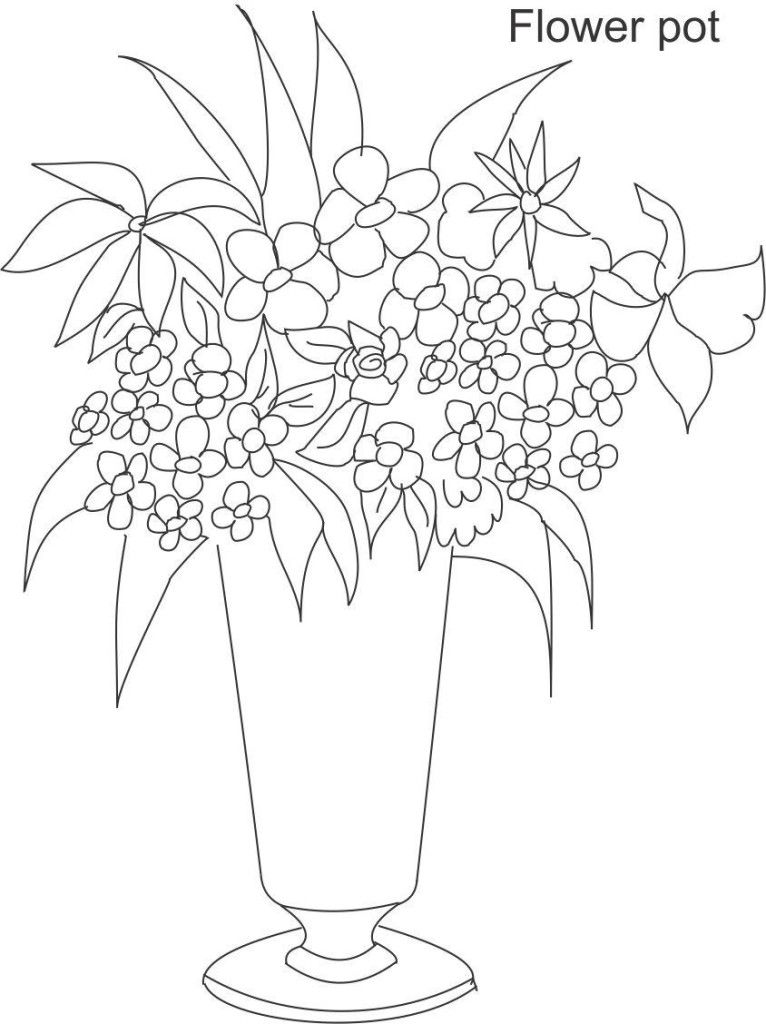 Inspirational Flower Pot Coloring Page | Laptopezine.