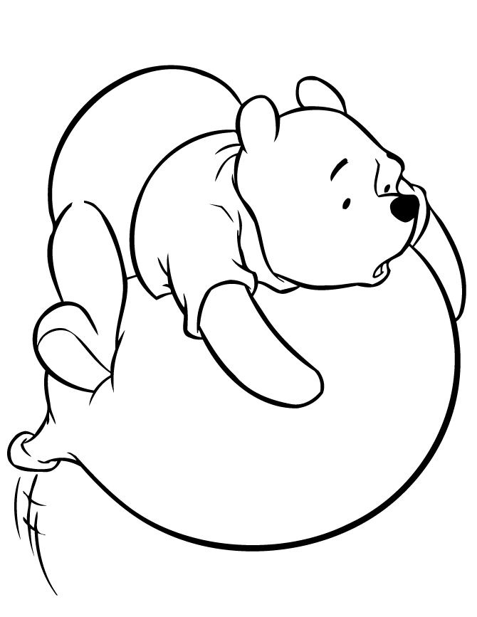 Winnie The Pooh On Flying Balloon Coloring Page | Free Printable