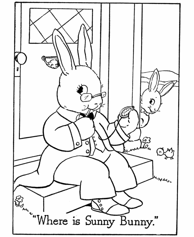 Easter Bunny Coloring Pages - Sunny Bunny | HonkingDonkey