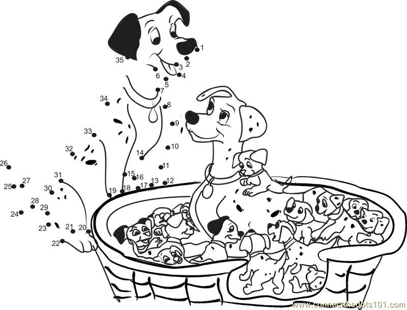 Connect the Dots Dalmation Sweet Family (Cartoons > Dalmation
