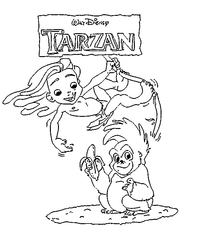Tarzan from Walt Disney Coloring Online | Super Coloring