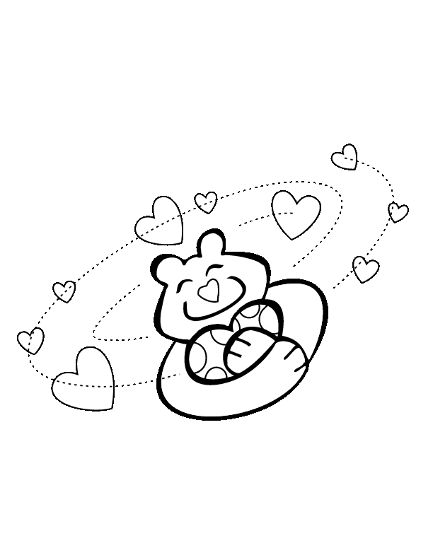 cartoon bear in love printable coloring in pages for kids - number