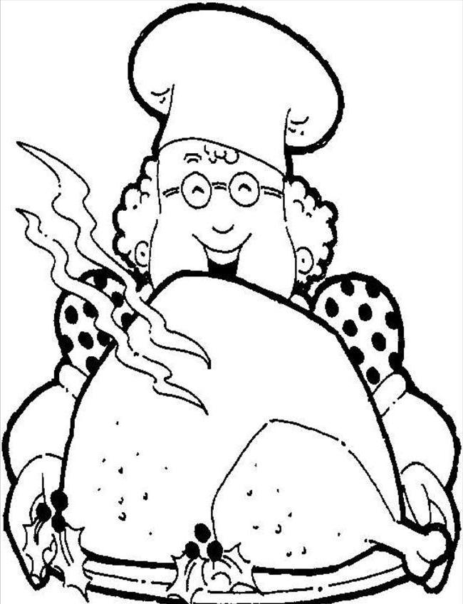 Mother And Fried Chicken Coloring Pages - Food Coloring Pages