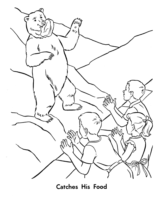 Zoo Animal Coloring Pages | Feeding the Bears Coloring Page and