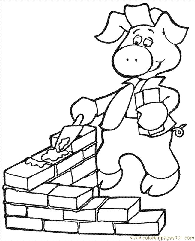 Coloring Pages Three Little Pigs 2 (Mammals > Pig) - free