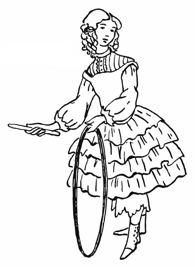 Coloring page Girl with hula-hoop - img 13270.