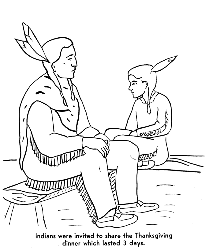 Pilgrims First Thanksgiving Coloring Page - Pilgrims invited the