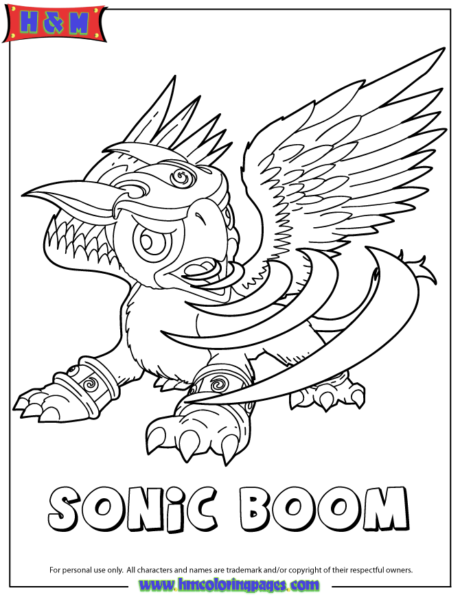 Skylanders Giants Air Sonic Boom Coloring Page | Free Printable