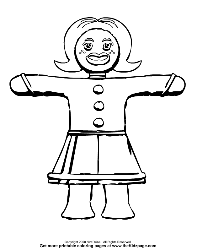 Gingerbread Lady - Free Coloring Pages for Kids - Printable