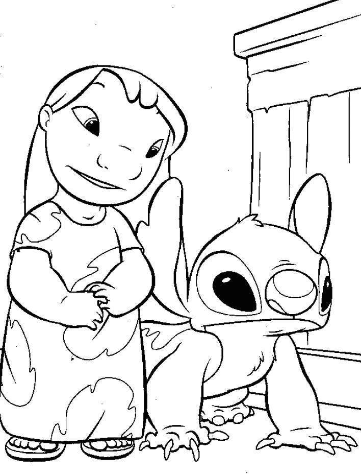 Disney Cartoons Stitch And Lilo Coloring Pages