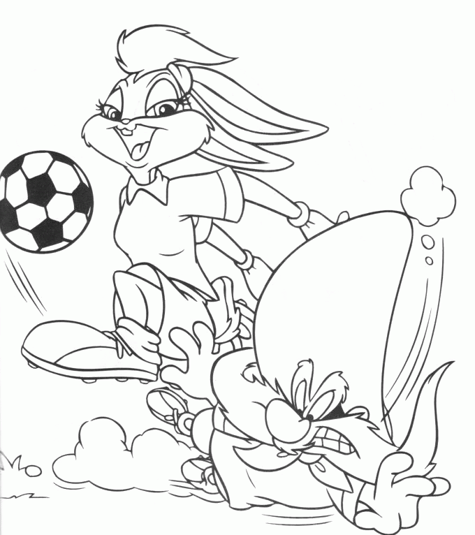 Lola Bunny Playing Football Coloring Pages - Looney Tunes Cartoon