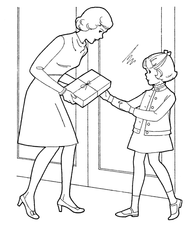 mothers day coloring pages present page
