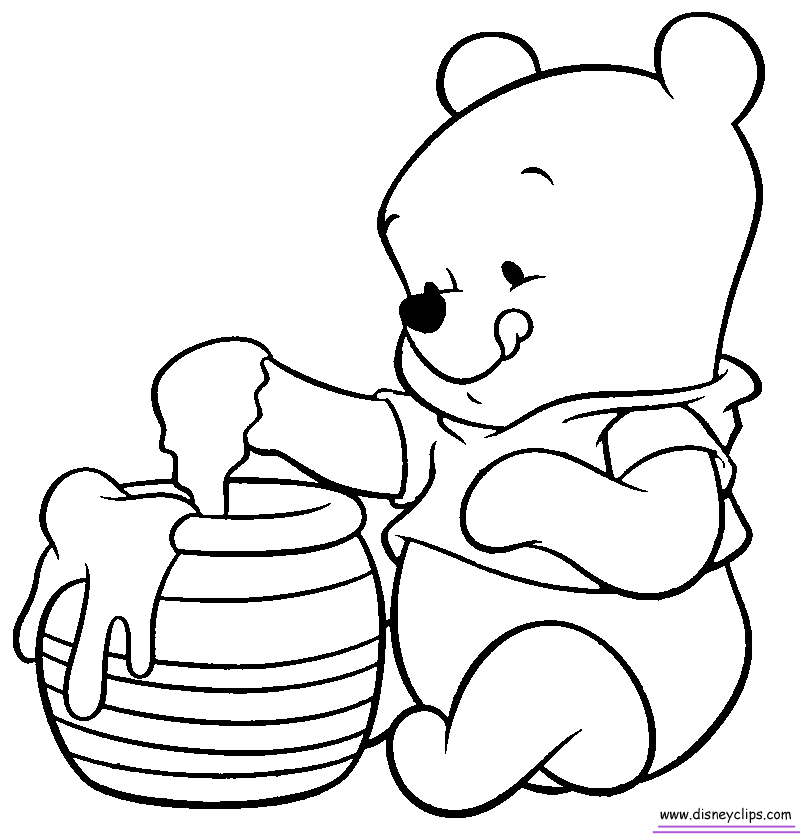 Baby Pooh Coloring Pages - Disney Winnie the Pooh, Tigger, Eeyore