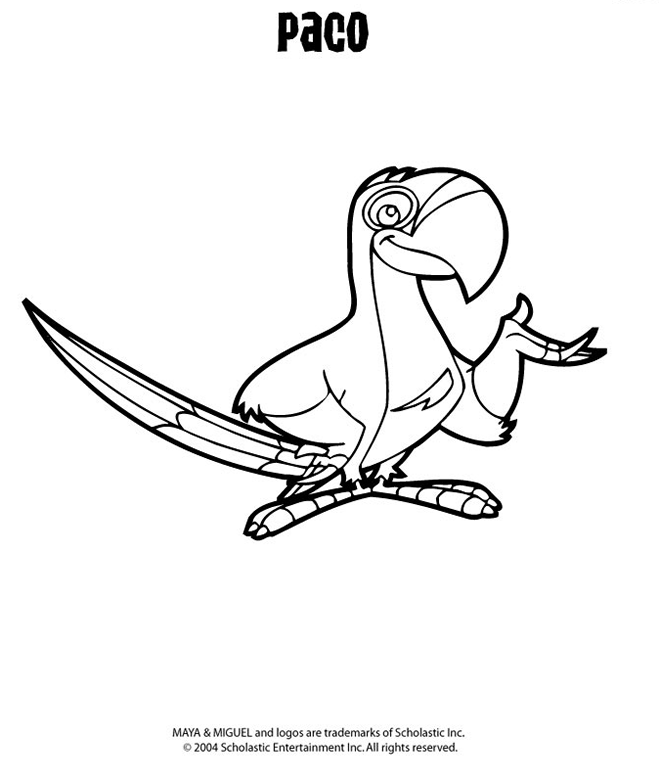 Coloring & Activity Pages: Paco the Parrot Coloring Page