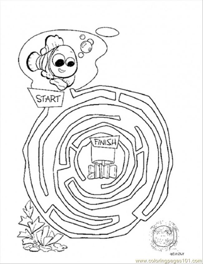 Coloring Pages Maze (Cartoons > Finding Nemo) - free printable
