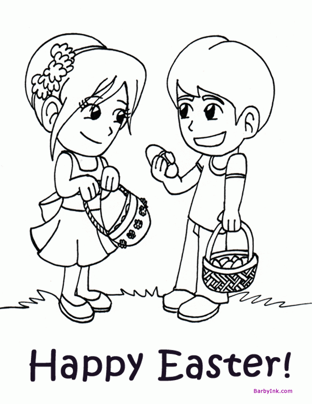 Barby Ink - Free Easter Coloring Page - Children Easter Egg Hunt
