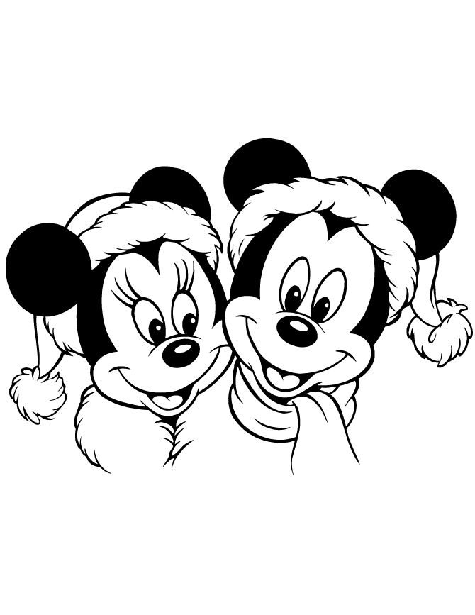 Mickey And Minnie Mouse Christmas Holiday Coloring Page | HM