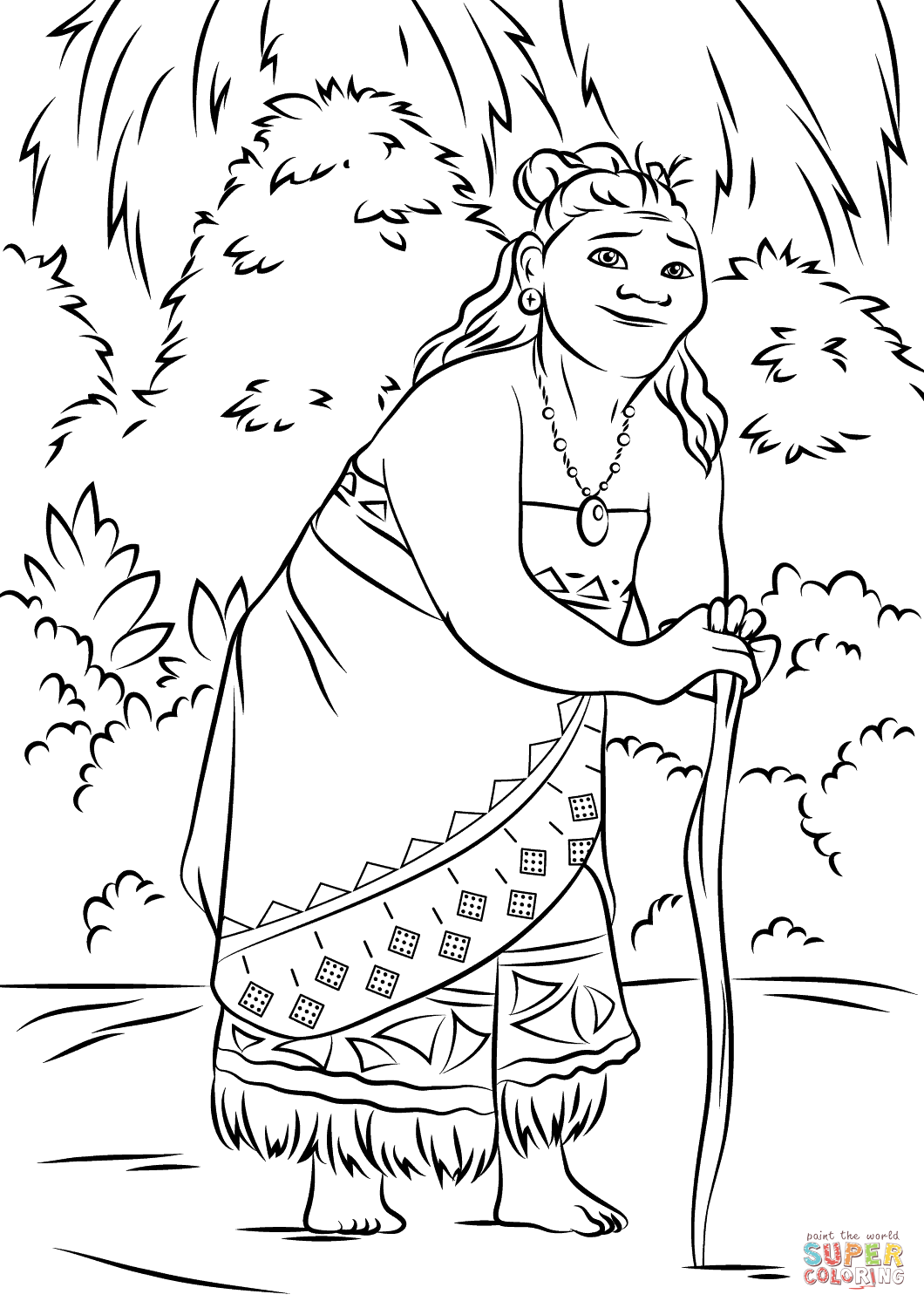 Gramma Tala from Moana coloring page | Free Printable Coloring Pages