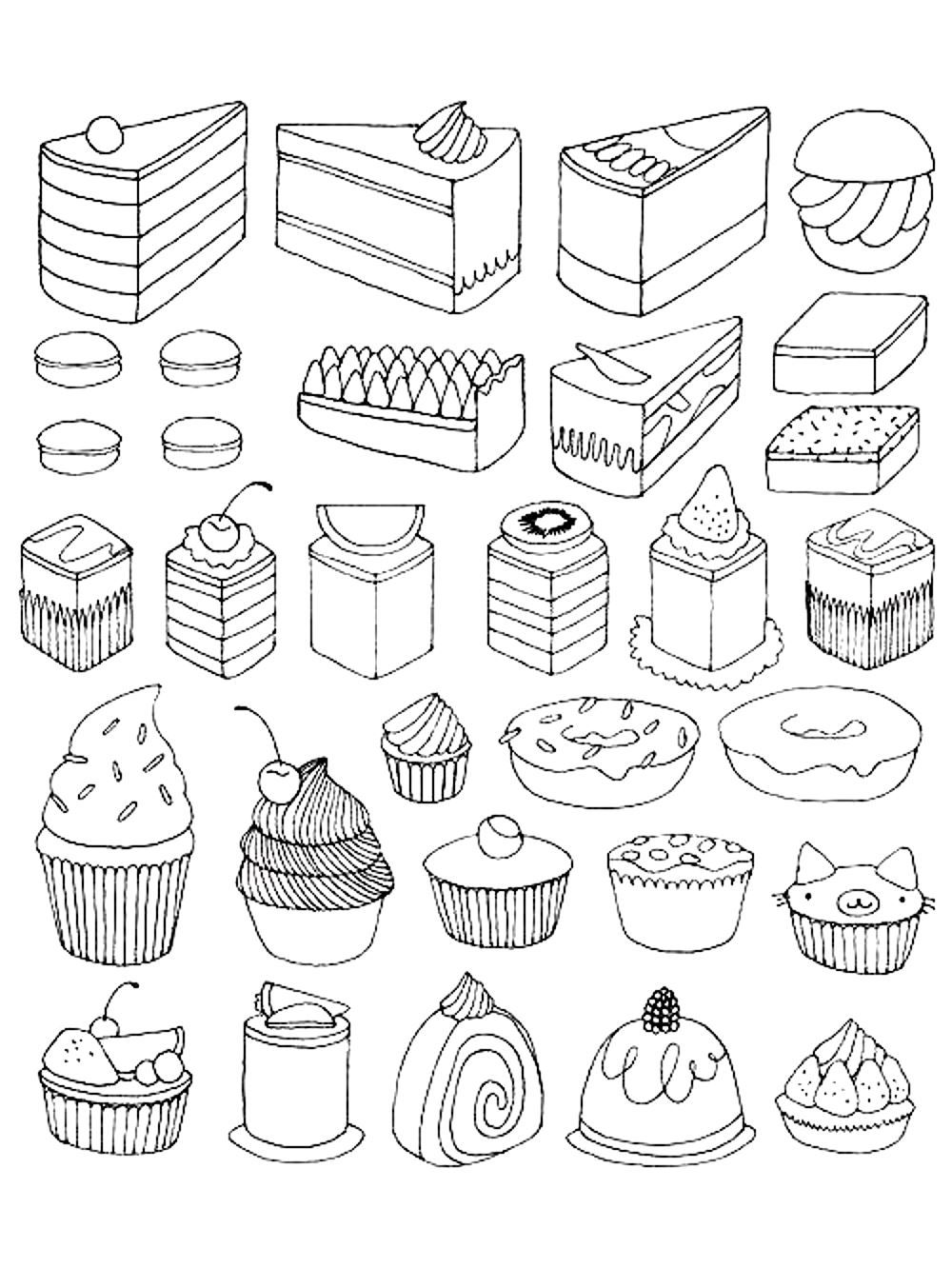 Cup Cakes - Coloring Pages for adults