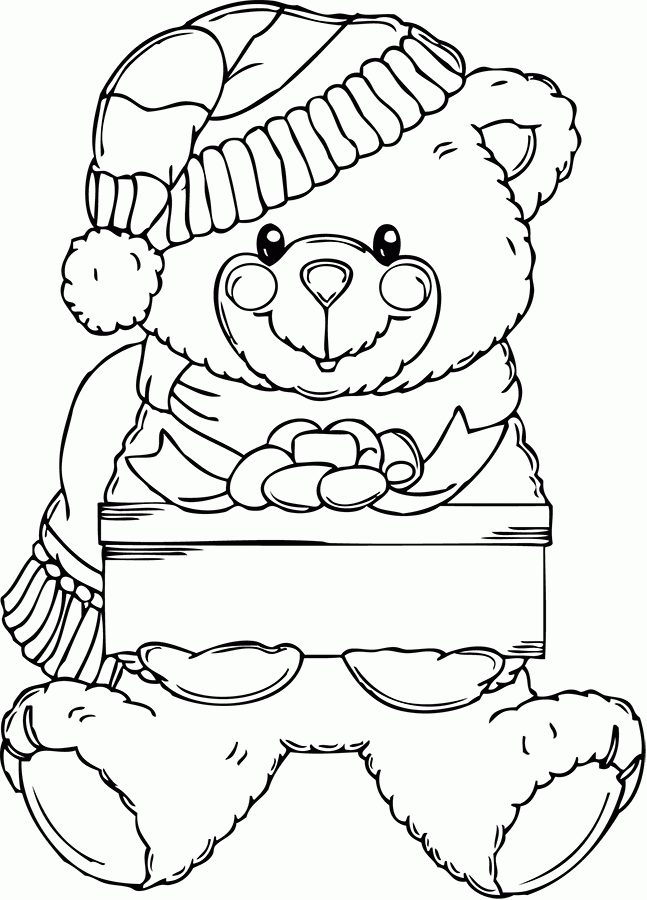 Christmas Coloring Pages Of Bear - Coloring Pages For All Ages