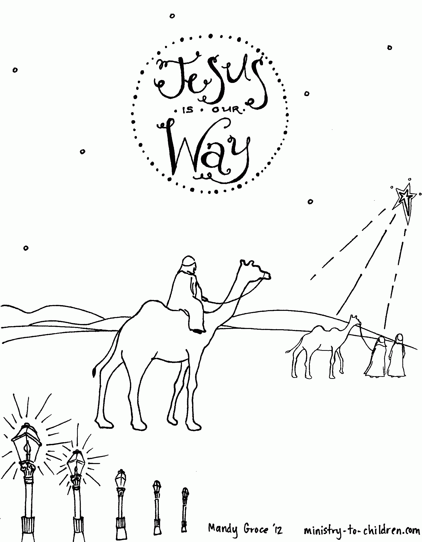 Wise Men Seeking Jesus Coloring Sheet for Christmas