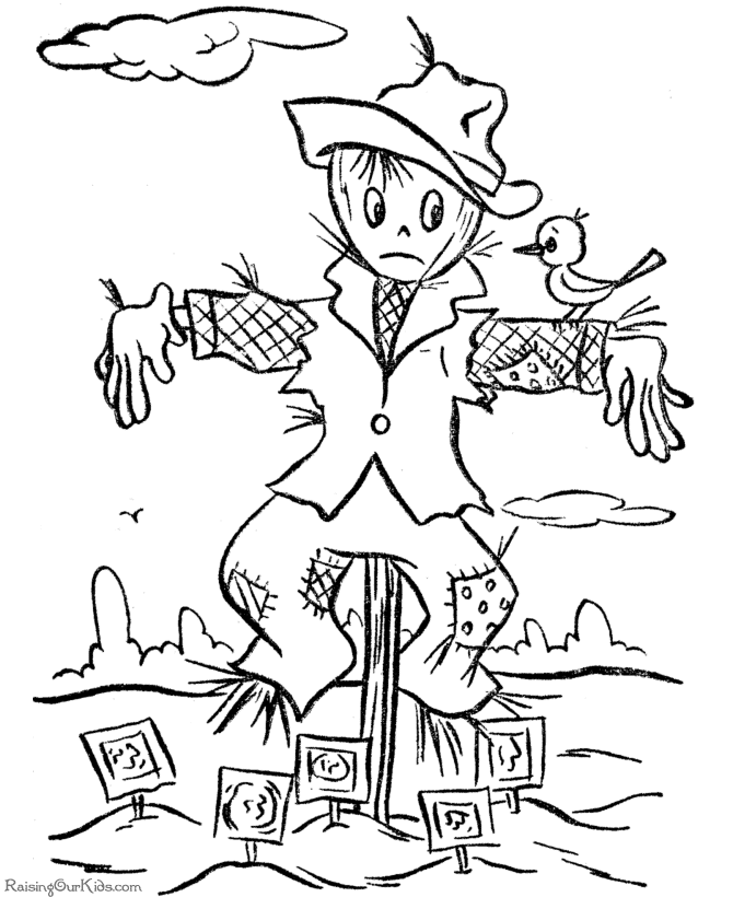 Halloween Scarecrow Coloring Pages!