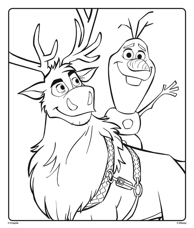 Olaf and Sven from Disney Frozen 2 Coloring Page | crayola.com