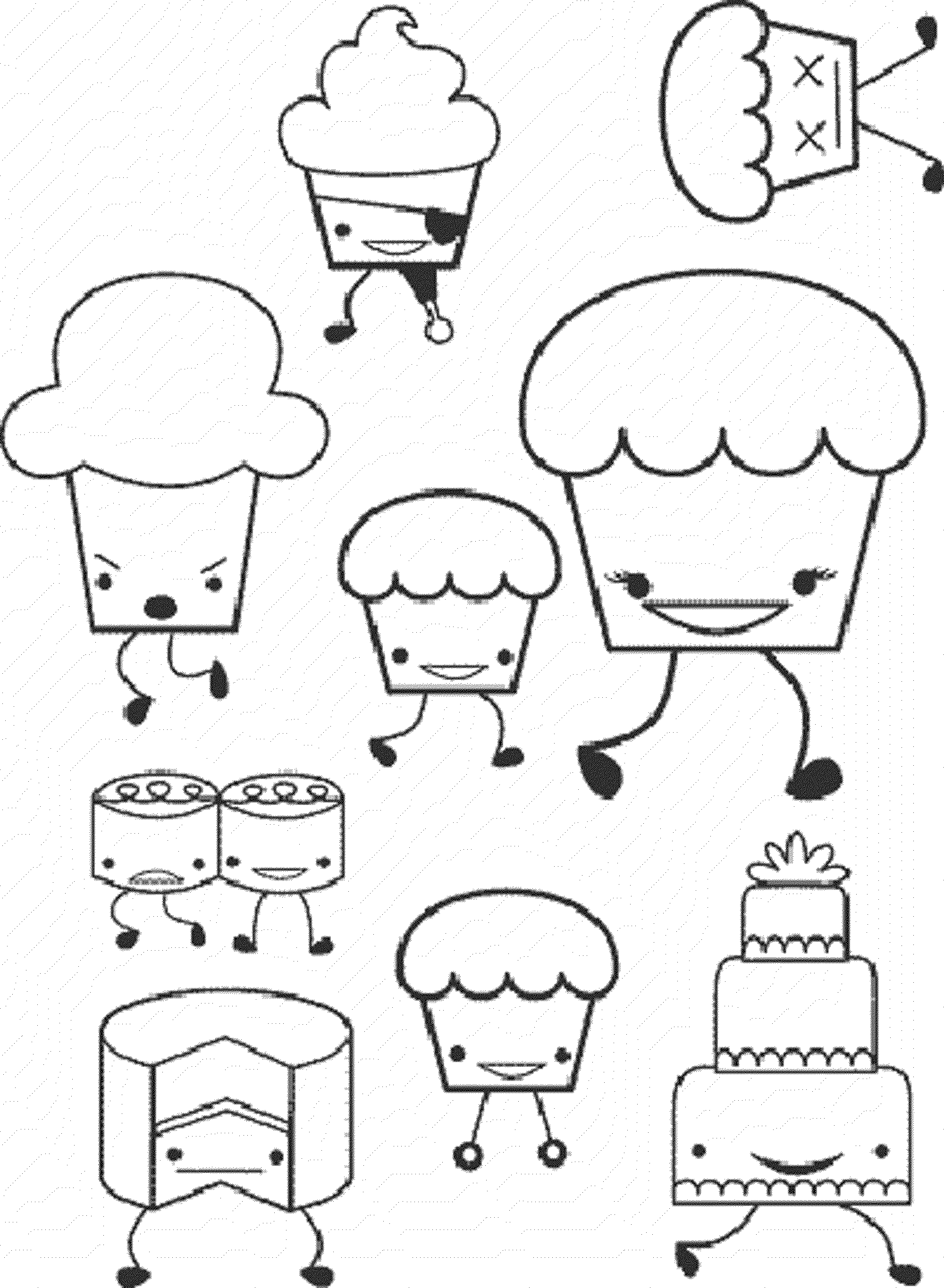 cartoon cupcake coloring page - Printable Kids Colouring Pages