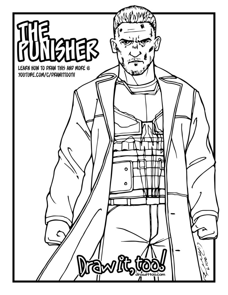 The Punisher (Netflix Daredevil Season 2) Tutorial | Draw it, Too!