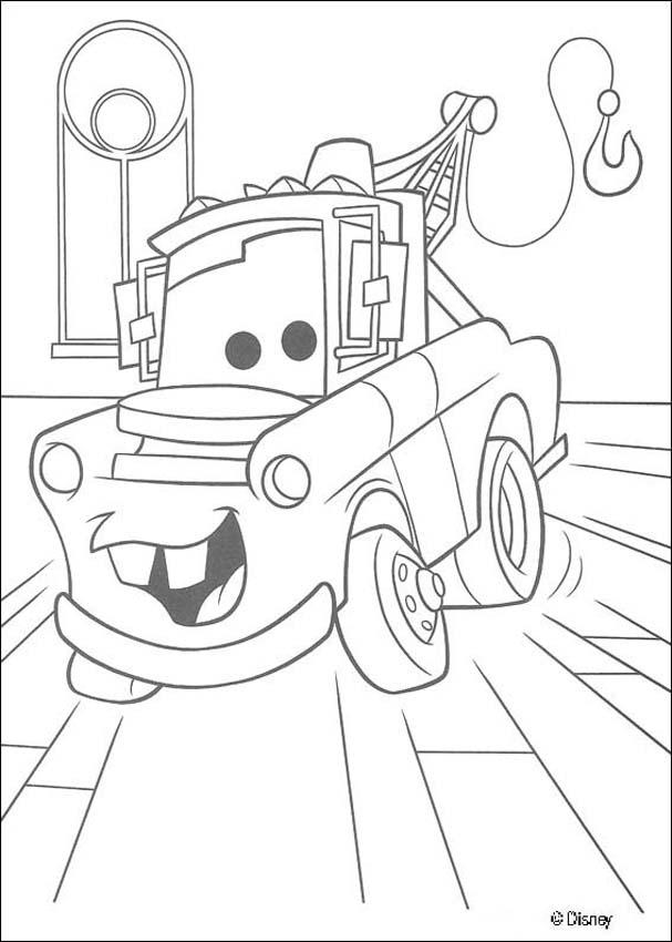 Cars coloring pages - Mater saving Lightning Mc Queen