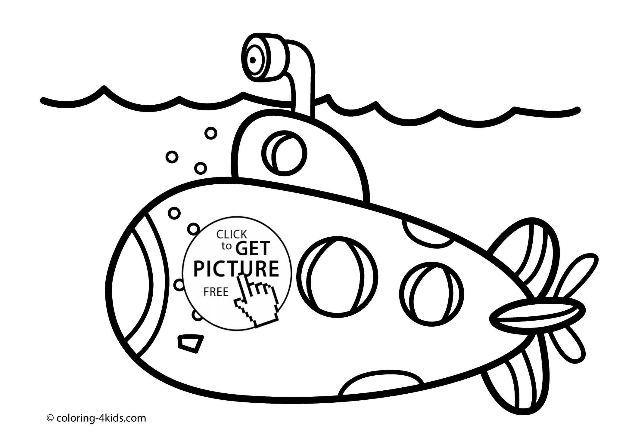 Submarine transportation coloring pages for kids, printable free ...
