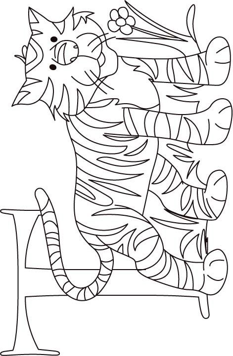 T for tiger coloring page for kids | Download Free T for tiger ...