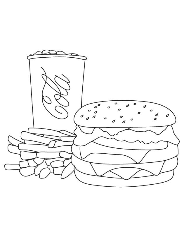 Cola fries burger coloring page | Download Free Cola fries burger ...