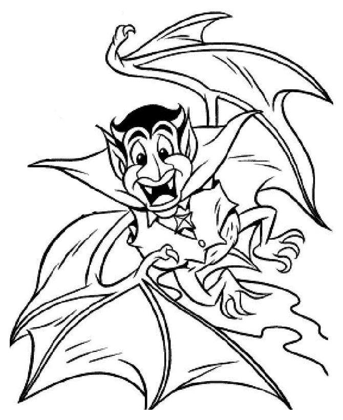 halloween coloring page scary dracula bat printable