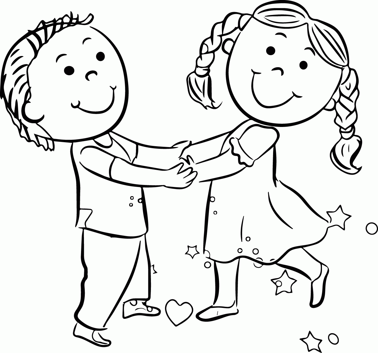 Happy Children Coloring Page | 
