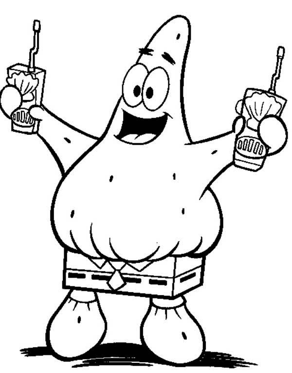 Patrick Star Has Two Drinks Coloring Page - Free & Printable ...