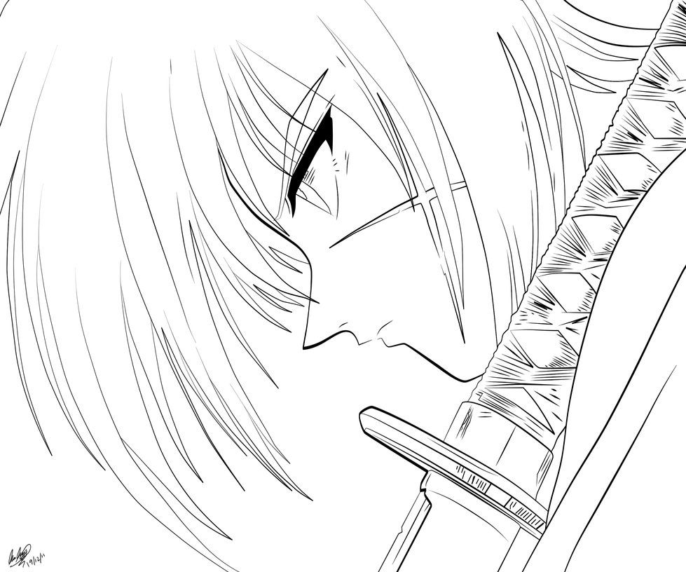 Kenshin Lineart by l3xxybaby on DeviantArt