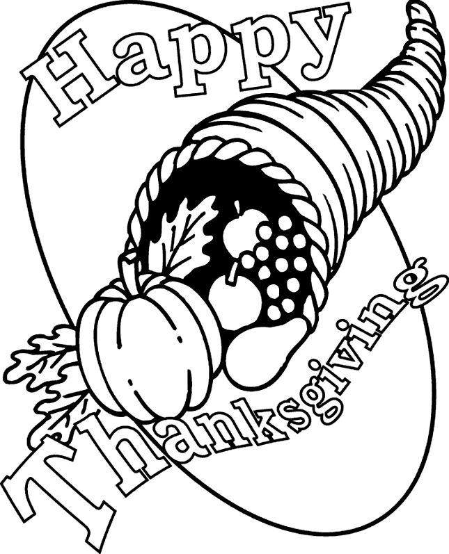 Thanksgiving Coloring Pages: Thanksgiving Cornucopia Coloring Pages