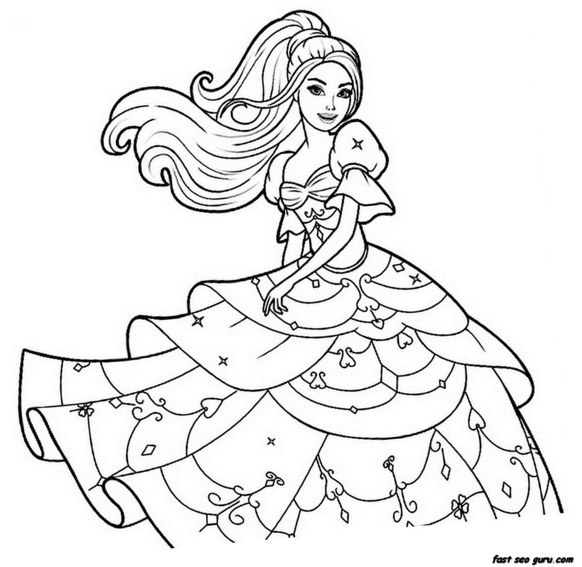 Coloring Pages For Girls Barbie Wearing Nice Dress - VoteForVerde.com