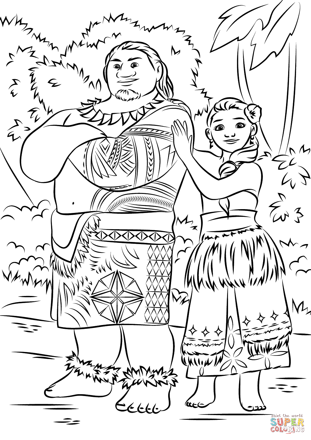 Tui and Sina from Moana coloring page | Free Printable Coloring Pages