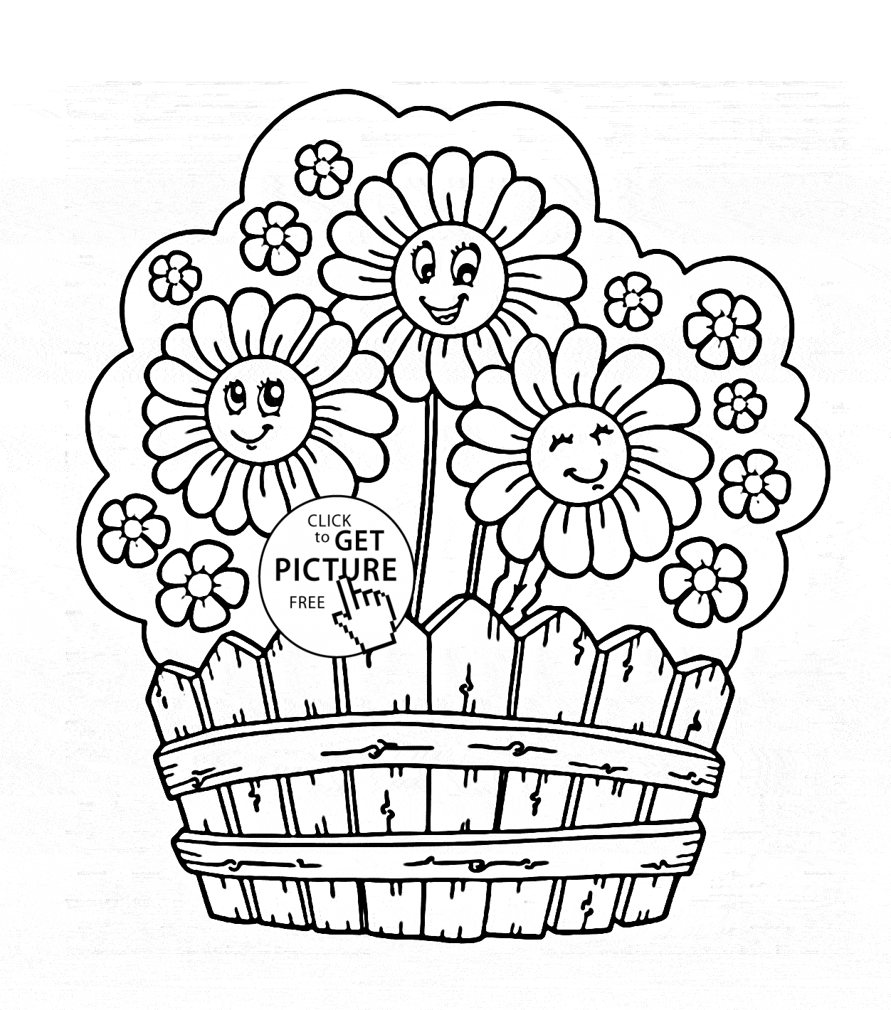 Cute Garden Flowers coloring page for kids, flower coloring pages ...