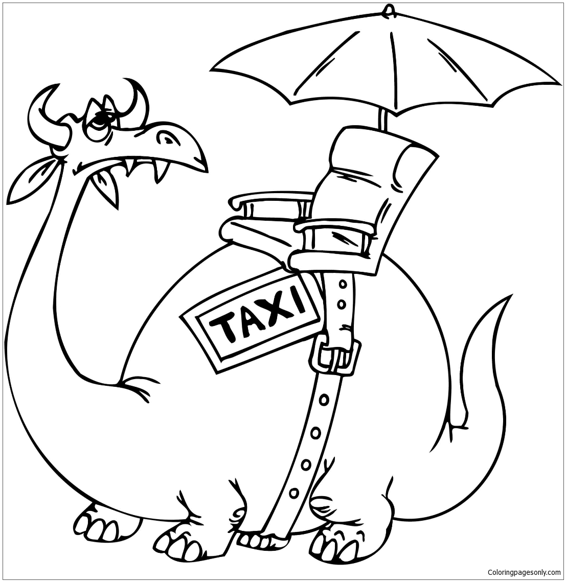 Taxi Dragon Coloring Page - Free Coloring Pages Online